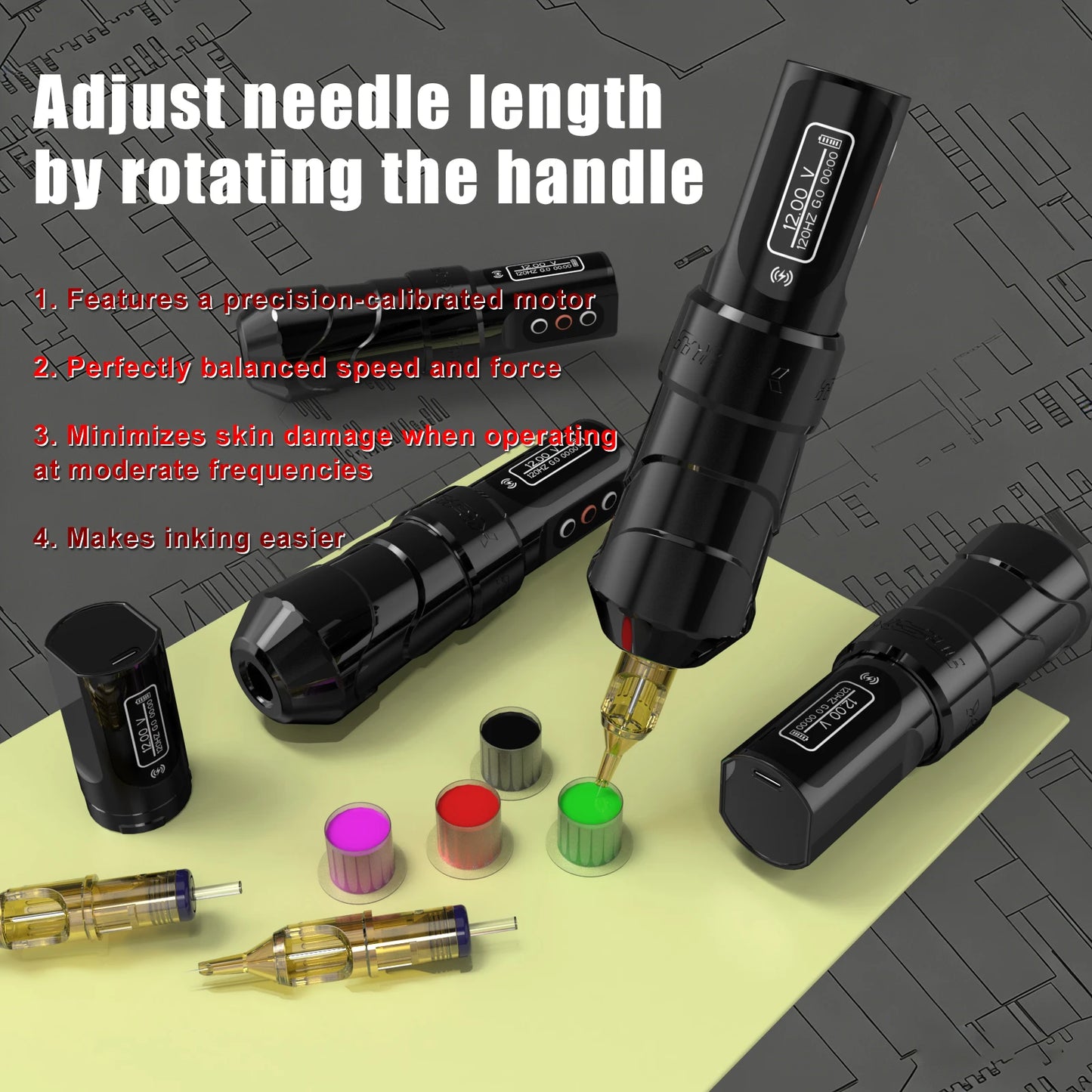 FLUCK MAX Tattoo Machine  Pen 2400mAh Battery 3.5mm/4.0mm Stroke Coreless Motor Lithium Battery Pen Machine For Tattoo Artists