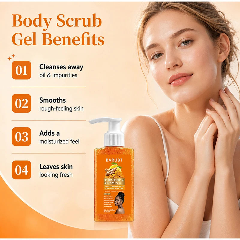 Turmeric&Vitamin C Moisturizing Body Wash, Exfoliating Cleansing Smoothing Body Wash, Gentle Scrub Finish Refreshing Natural Sce