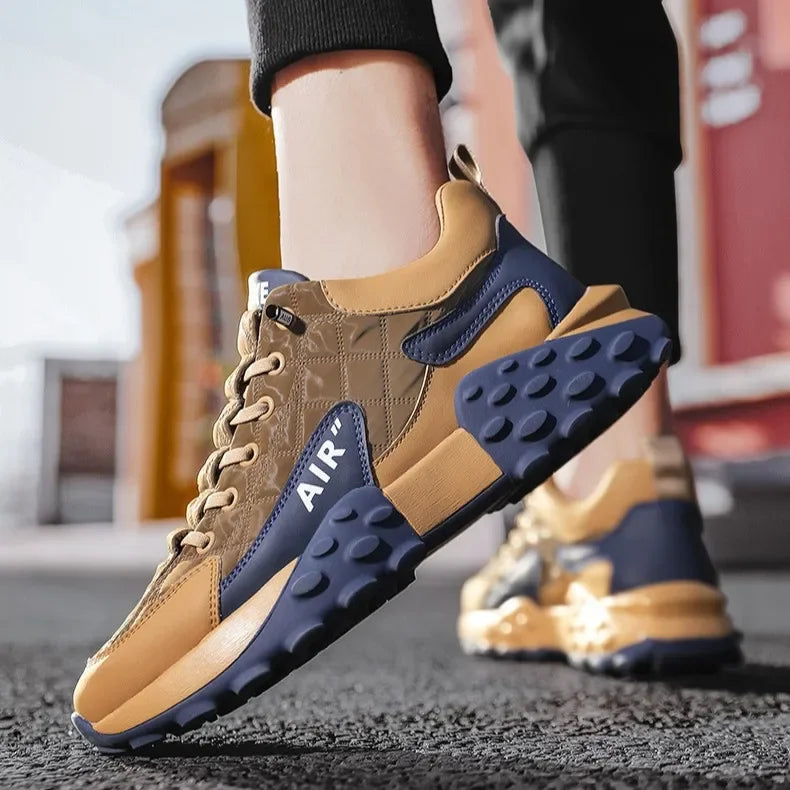 Men's Spring New Sport Shoes Casual Classic Trendy Thick Bottom Leisure Shoes Breathable Microfiber Upgraded Spring Autumn