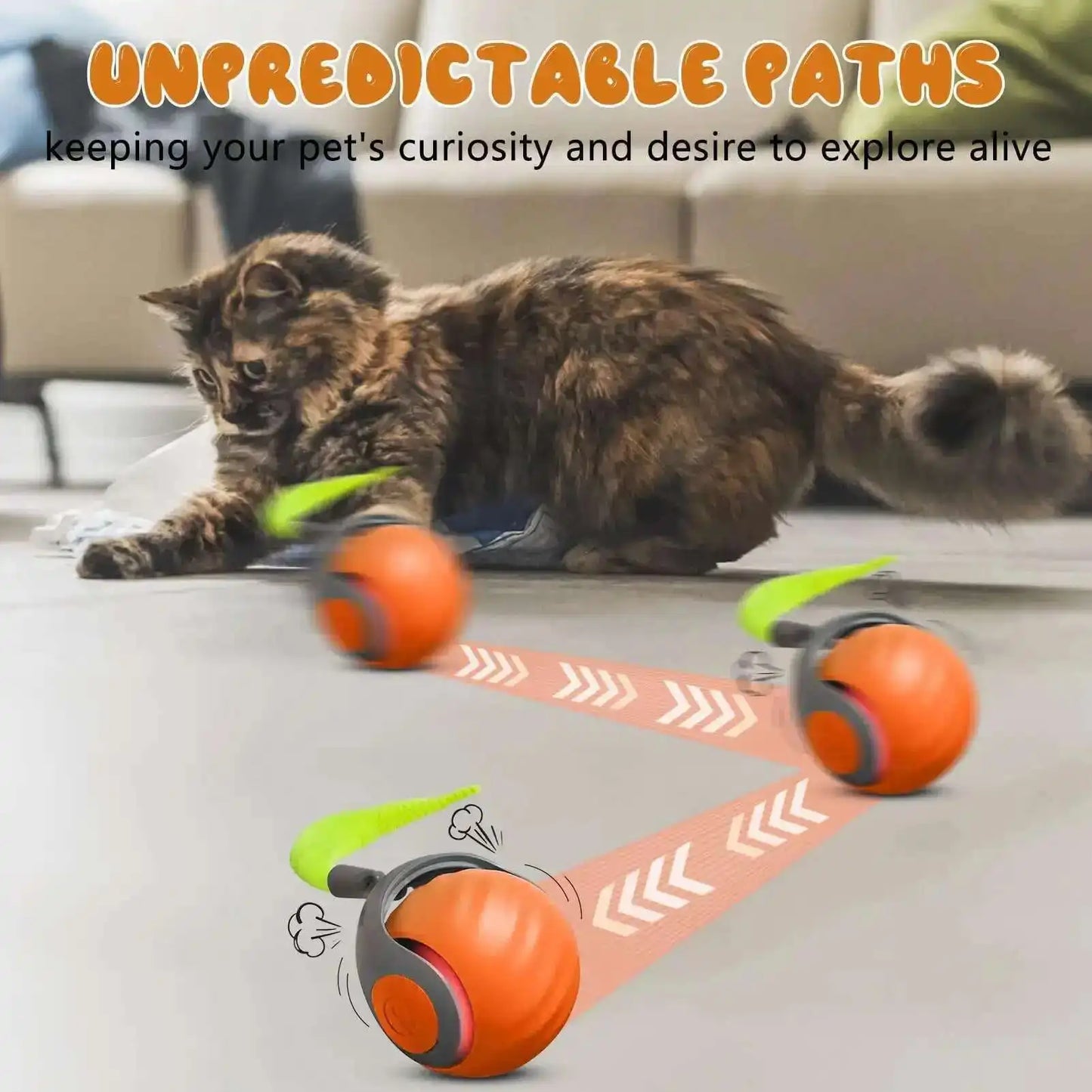 Speedy Tail 2.0 Smart Interactive Cat Toy Automatic Moving Balls for Cats And Dogs Touch Motion Rolling Toy Ball for Pet Gift.
