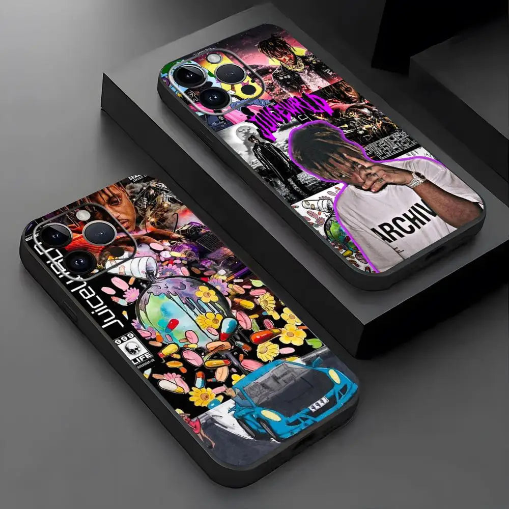 Juice cool 999 wrld fashion design ins Phone Case For iPhone 16 16e 15 14 13 12 11 Plus Mini Pro Max Soft black Shockproof Cover