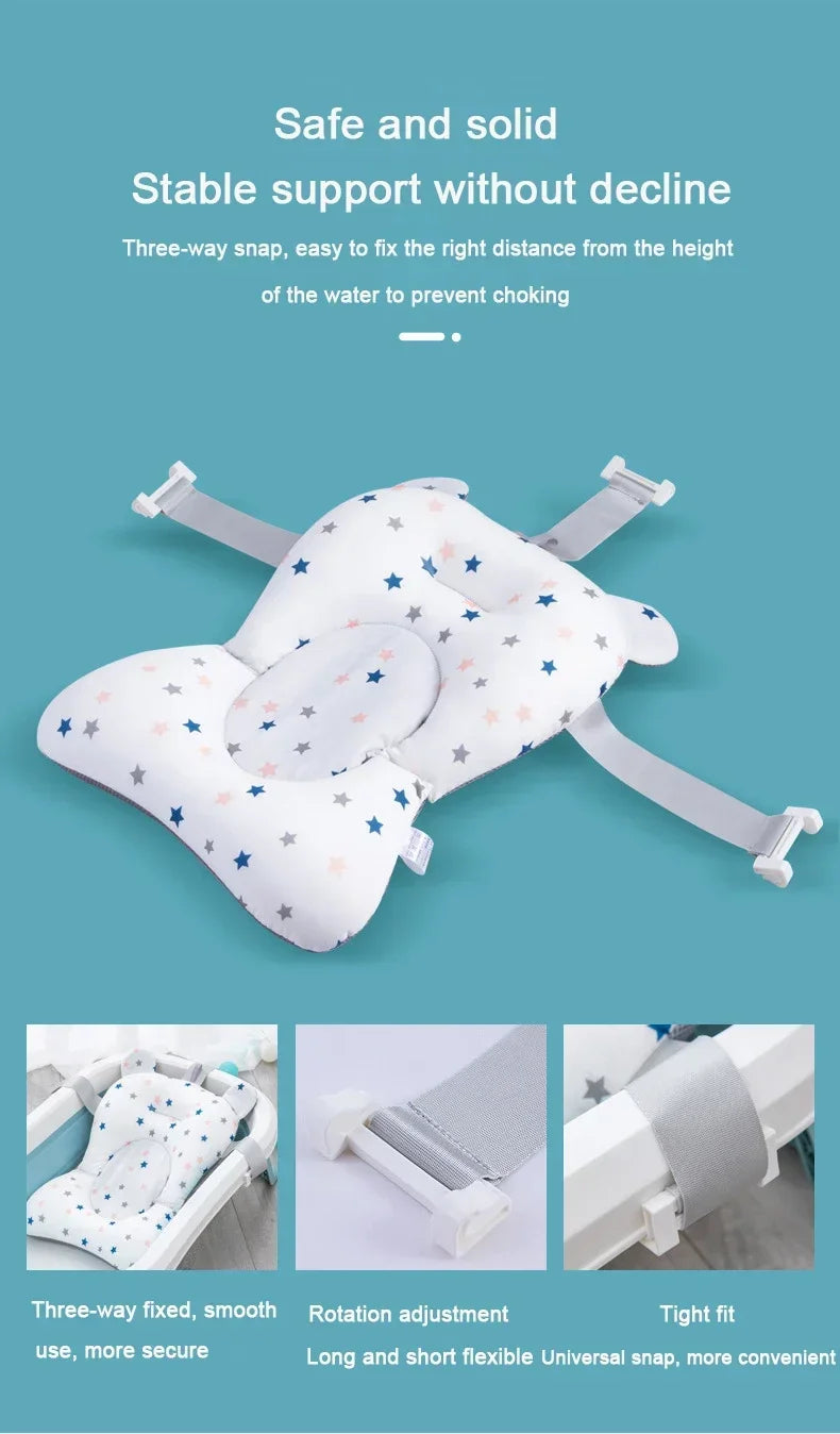 Ajustable Bath Tub Shower Cushion Newborn Support Seat Mat Baby Bath Seat Floating Water Pad Portable Foldable Baby Bathtub Pad