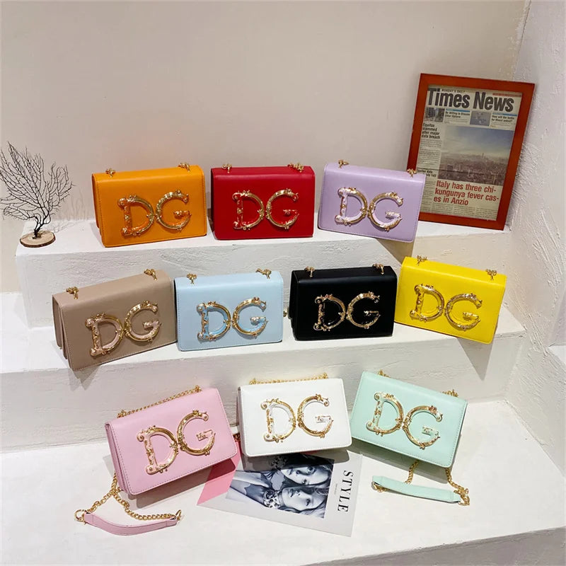Trendy Letter Logo Chain Bag for Women 2025 - Cute Small Shoulder Sling Purse for Party, Date, Shopping - Black Fashion Handbag
