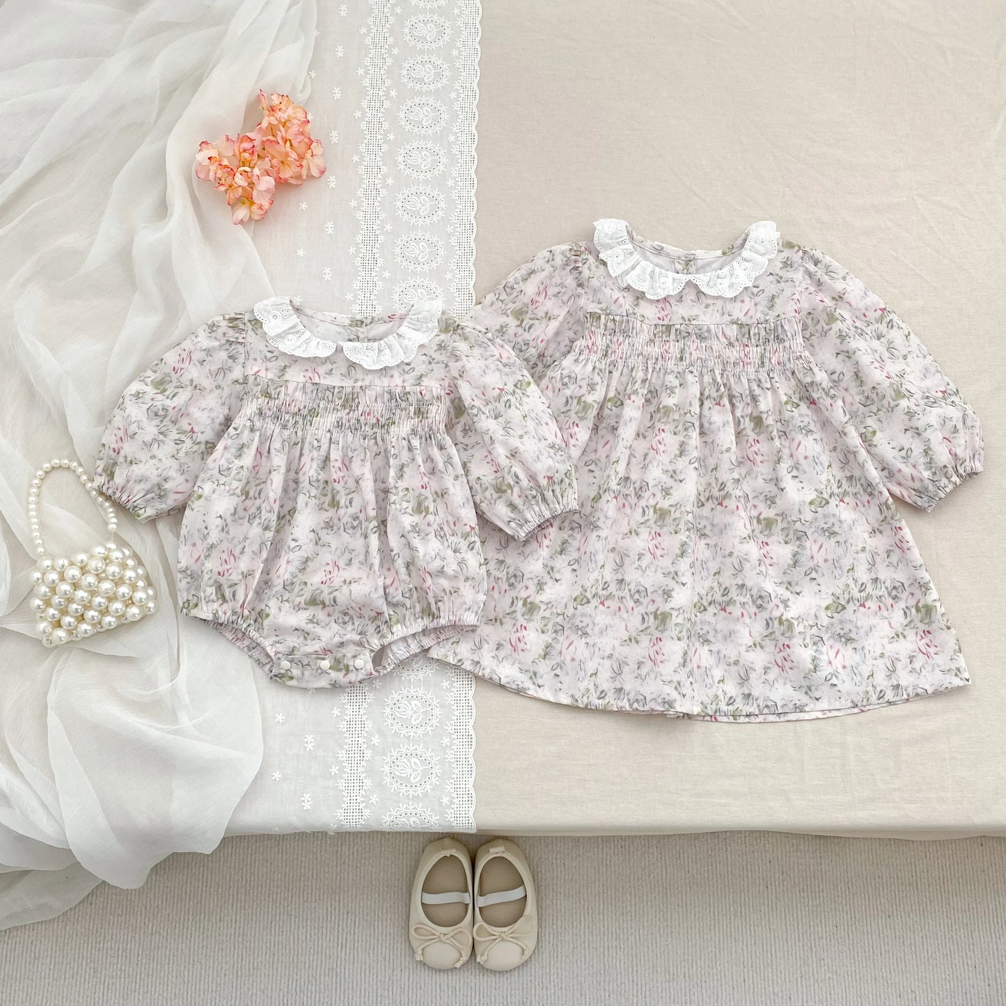 0-6Y Family Sister Matching Flower Dress Newborn Baby Girl Jumpsuit Sisters Clothes Princes Cotton Baby Dress Autumn Baby Dress