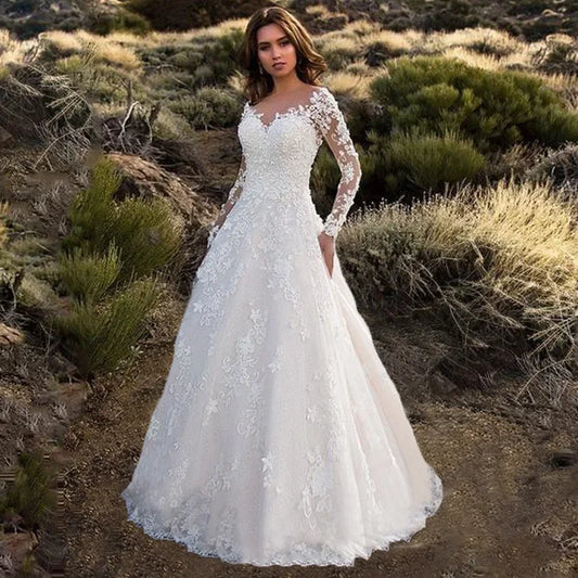 2025 New White Lace Long Sleeve One Shoulder Women's Dress Wedding Dress Evening Gown Elegant Classy Female Fashionable