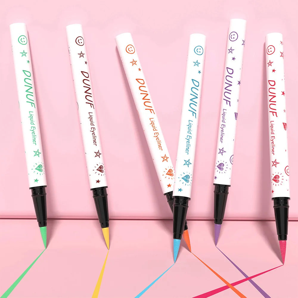 DUNUF New 12 Color Ultra-fine Matte Colorful Liquid Eyeliner Pencil Waterproof Lasting Makeup Eye Liner Pen Black Brown Cosmetic