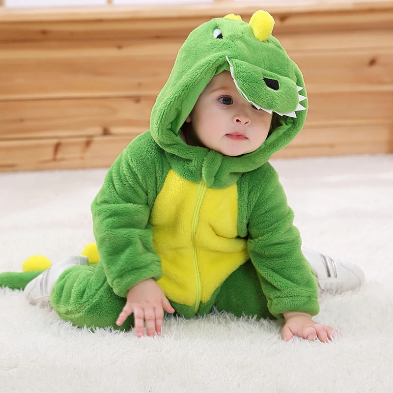 Halloween Baby Rompers Kigurumis Lovely Dinosaur Cartoon Pajamas Clothes Infant Boys Girls Baby Onesie Romper Newborn Hooded