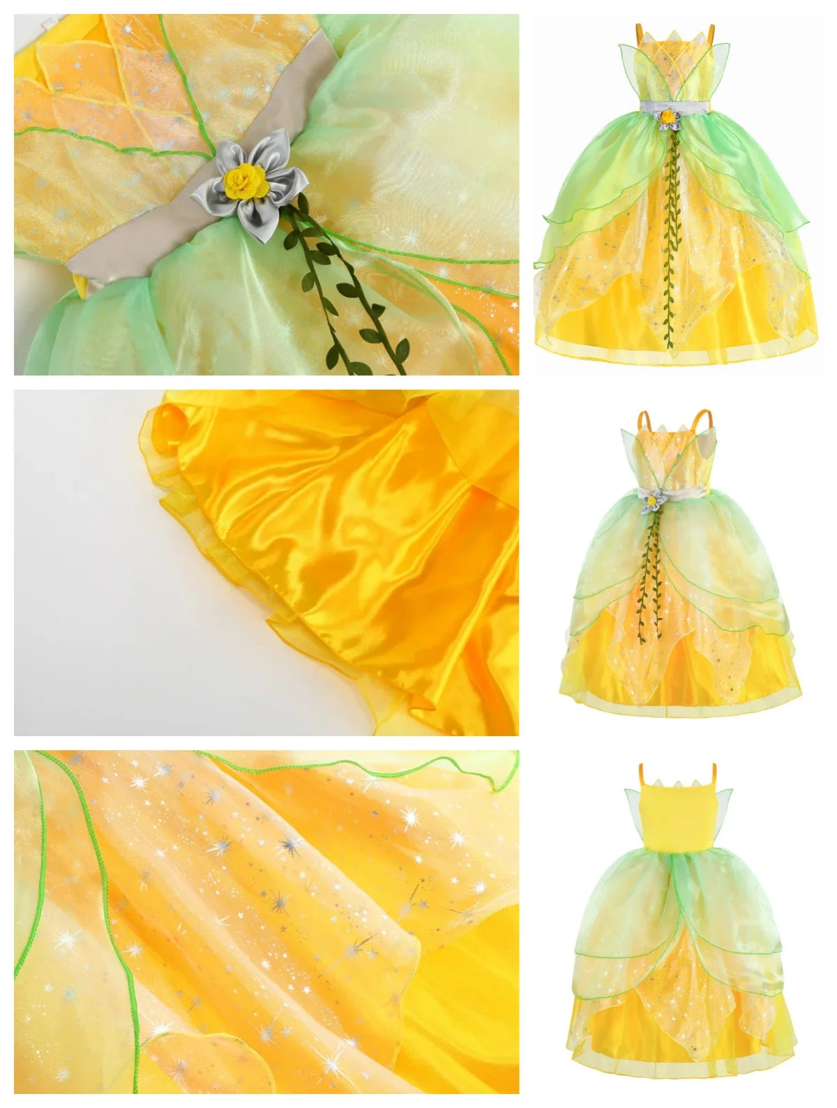 Halloween Child Cosplay Costume Toddler Girls Fancy Princess Ball Deluxe Gown 2025 Girl's Birthday Princess Tiana Dress Up