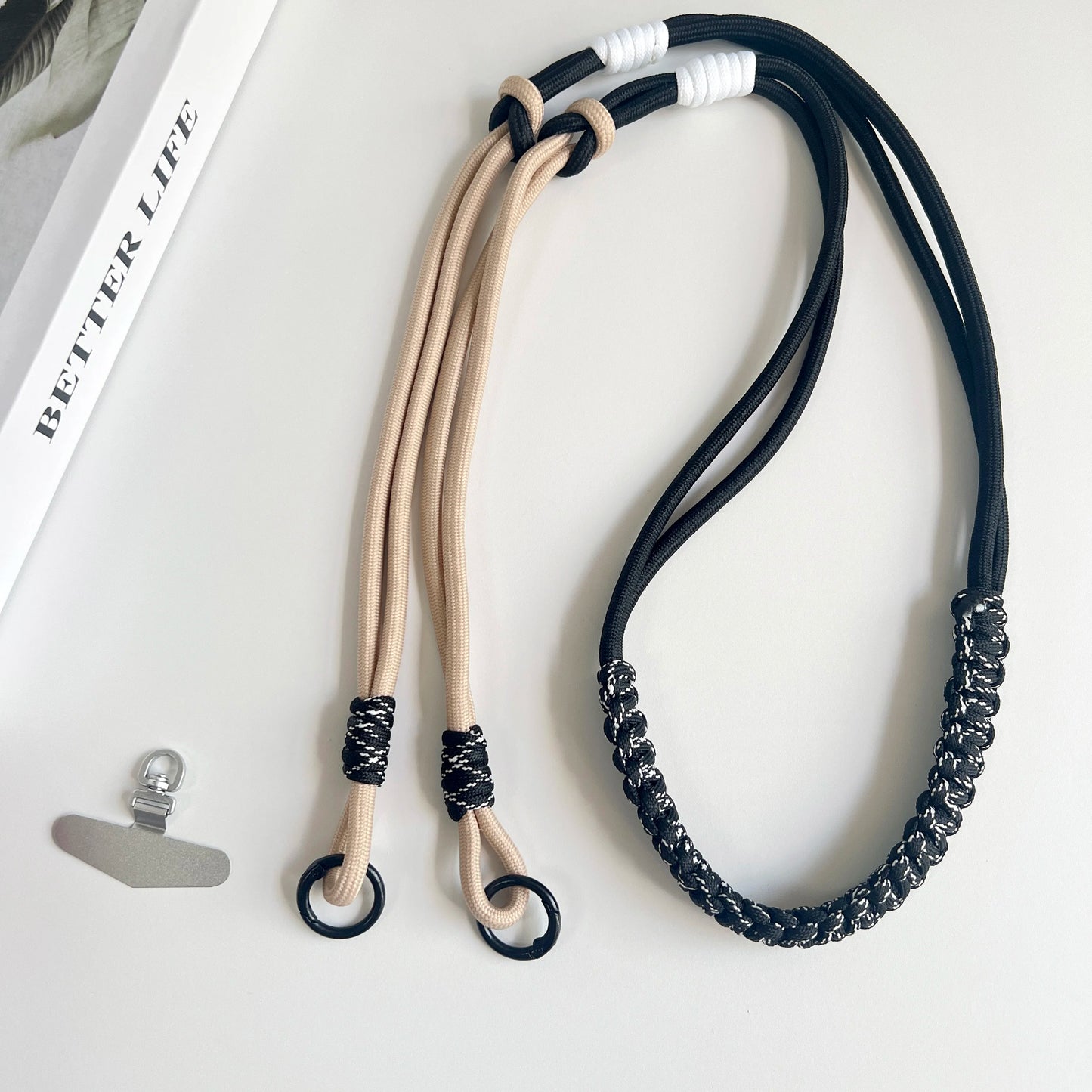 Hand Woven Fried Dough Twists Lanyard Fixed Card Color Contrast Diagonal Shoulder Lanyard Mobile Phone Lanyard Durable Lanyard