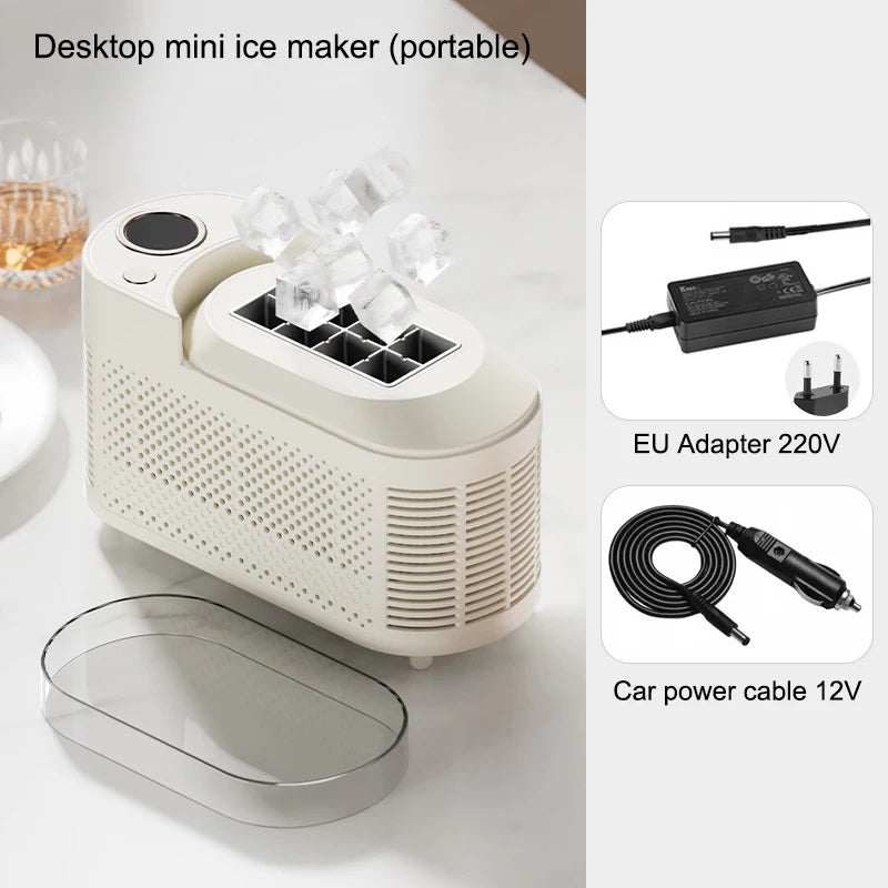 110V/220V Portable Small Ice Maker Mini Home Dormitory Office Camping 12V Car Cube Ice Automatic Ice Making Box Ice Machine