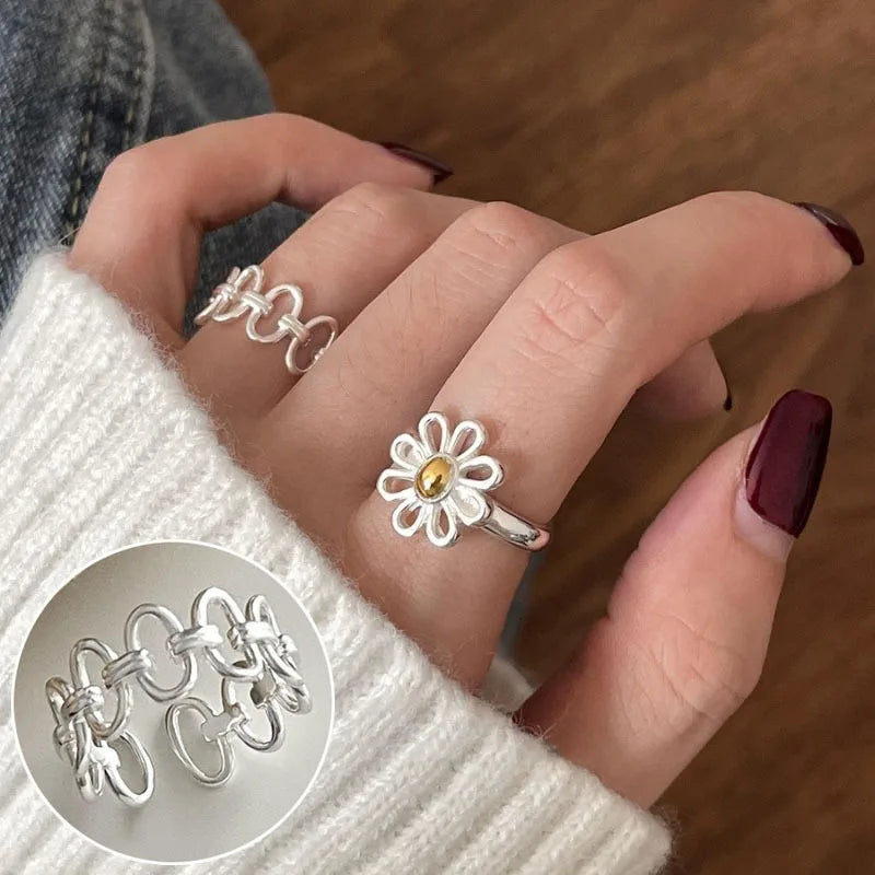VENTFILLE 925 Sterling Silver Geometric Line Cross Wrap Open Ring For Women Gift Irregular Punk Adjustable Jewelry Dropshipping