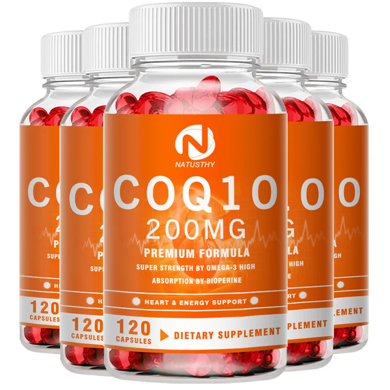 COQ10 Coenzyme Q10 200mg for Energy, Antioxidant, Cardiovascular, Brain Health Natural Non-GMO