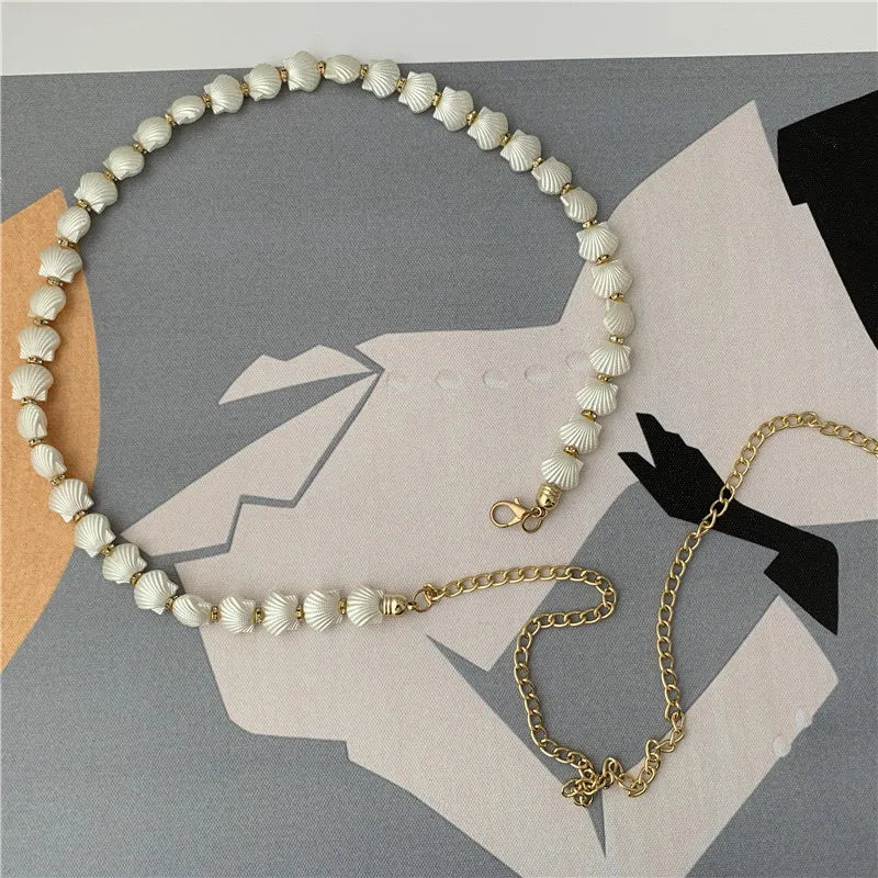 Shell Pearl Waist Chain Women Thin Metal Belt Dainty Body Jewelry Versatile Accessory for Dresses