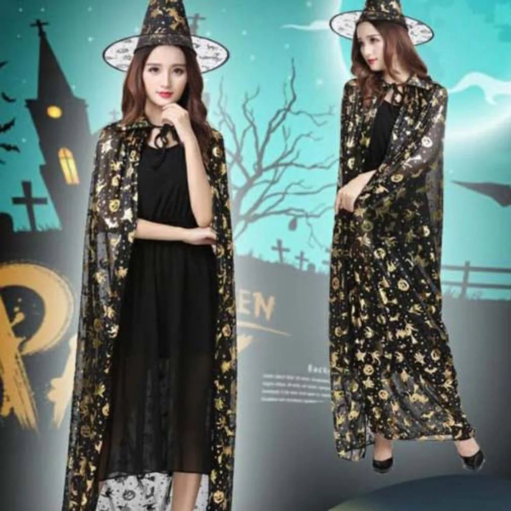 Performance Costumes Halloween Cloak Sets Pumpkin Witch Caps Scary Costumes Cosplay Bat Hat Wizard Robe Party Show