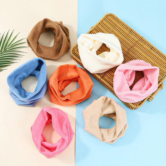 Autumn and Winter Children's Scarf Baby Bib Baby Warm Bib Solid Color Knit Bib for Boys and Girls Baby Shawls