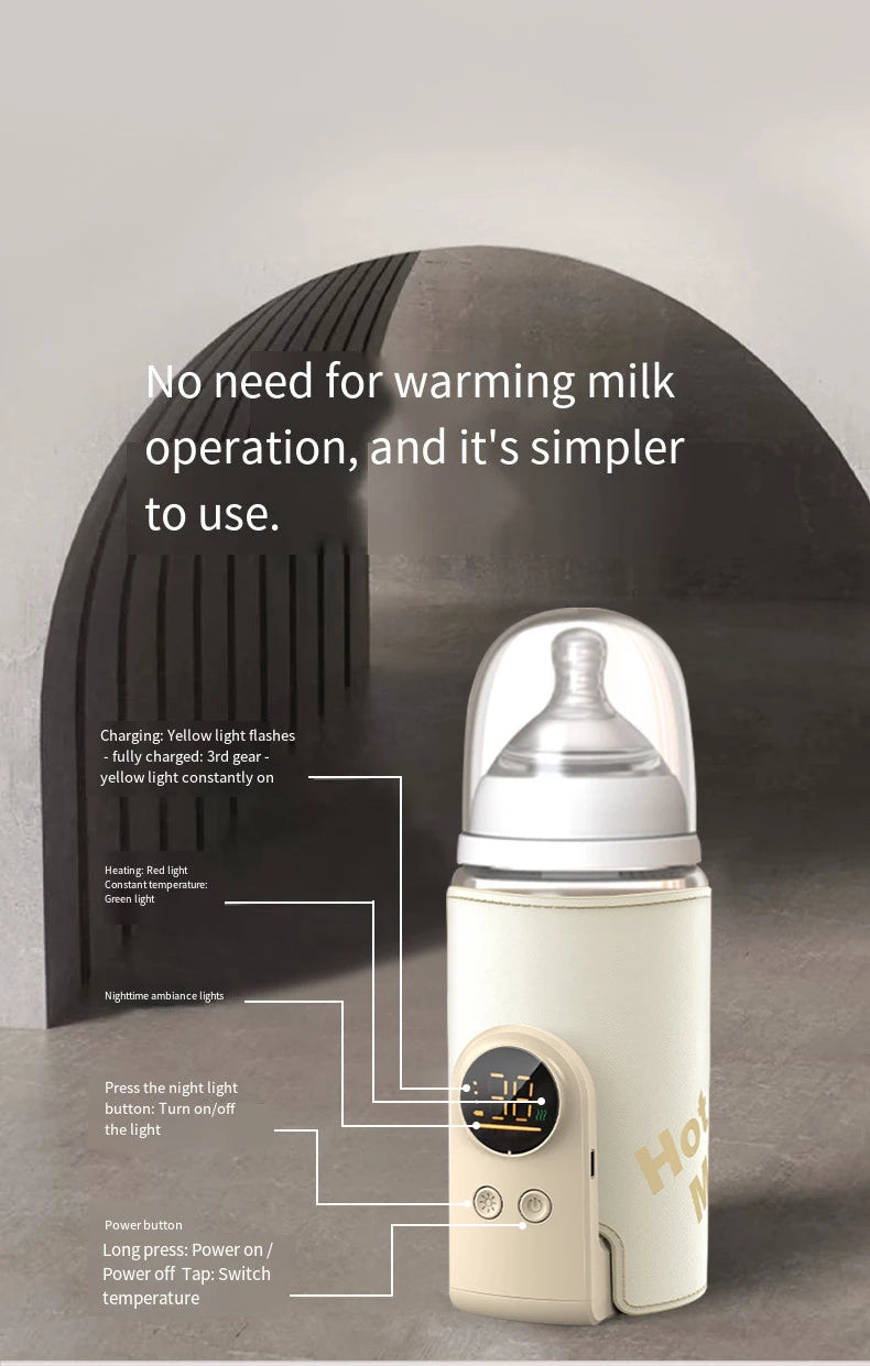 USB Multifunctional High-capacity Baby Feeding Bottle Smart Temperature Control Warmer Screen Newborn Baby Bottle Warmer Sleeve