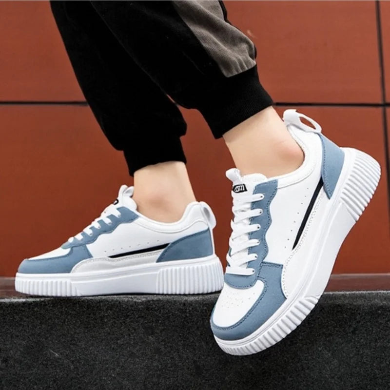 YRZL Fashion Leather Men Casual Shoes Lightweight Running Shoes Platform White Sneakers Outdoor Breathable Sport Shoes Shoes