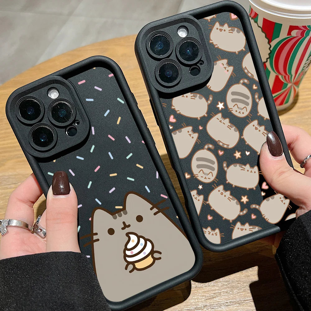 Funny Lovely Pusheen Cat Phone Case For OnePlus 12 12R 11 11R 10R 8T Nord CE Ace 2 3 4 Lite 4G 5G Soft Silicone TPU Back Cover