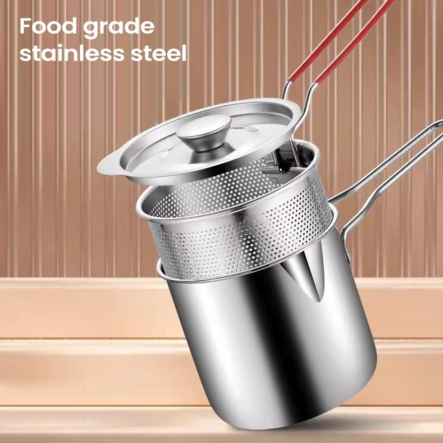 Stainless Steel Deep Fry Pot Space-Saving Fryer Multi-Use Cooking Pan For Chicken Wings French Fries, Home Kitchen Restaurant RV