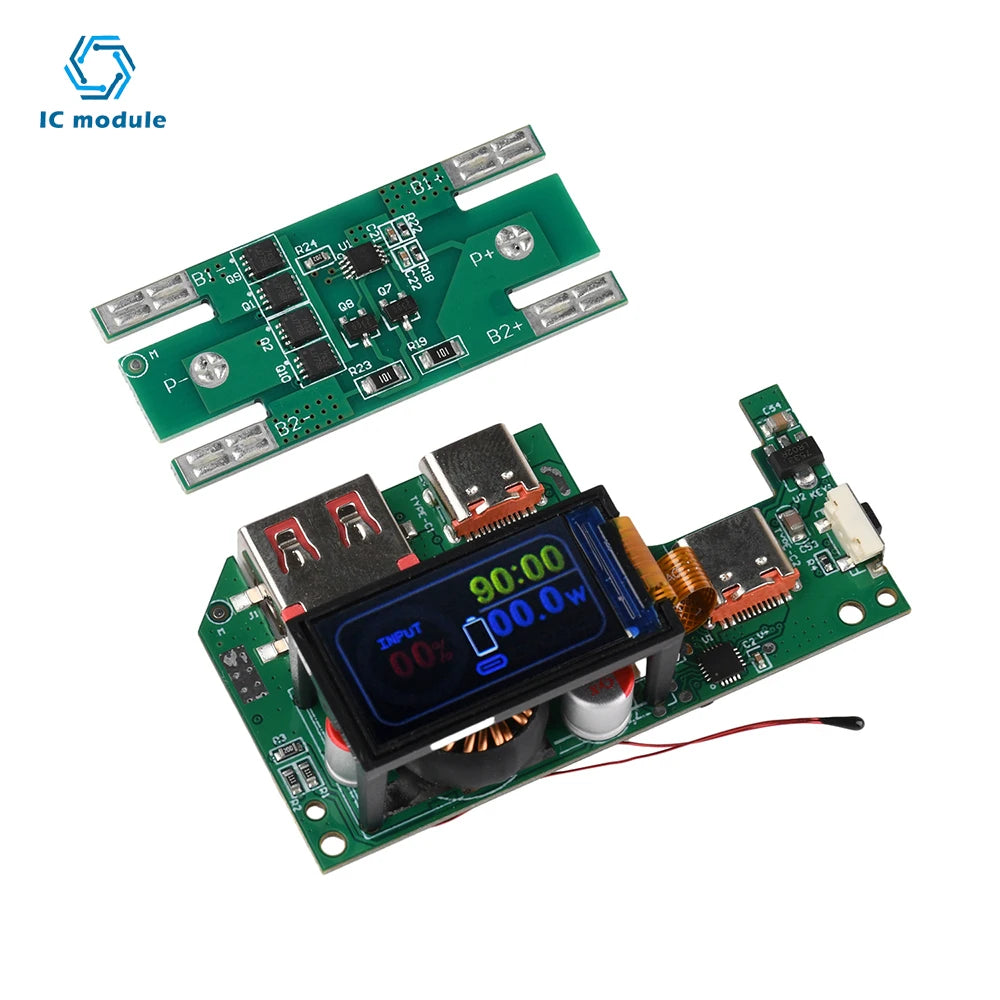 45W 2S 65W 3S Fast Charging Module with TFT Display PD QC Compatible DIY Power Bank Circuit Board for Portable Chargers