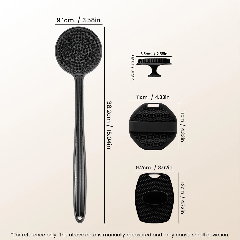 5pc Soft Silicone Exfoliating Brush Cleanser Manual Body Cleansing Body Care Scrubber Shower Gentle Massage Bath Brush For Men