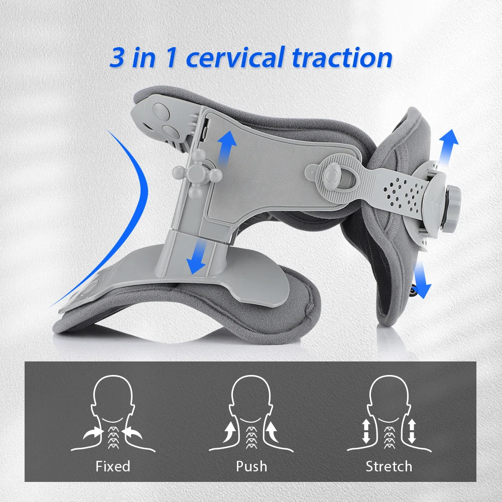 3 in 1 Neck Cervical Traction Electric Heating Spine Stretcher Support Collar Home Chiropractic Tool Spine Neck Posture Brace