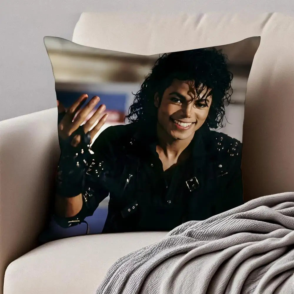 Pop Music M-Michael Jackson Cushion Cover Pillowcase Anti-dustmite Invisible Zipper Short Plush Sofa Cushion