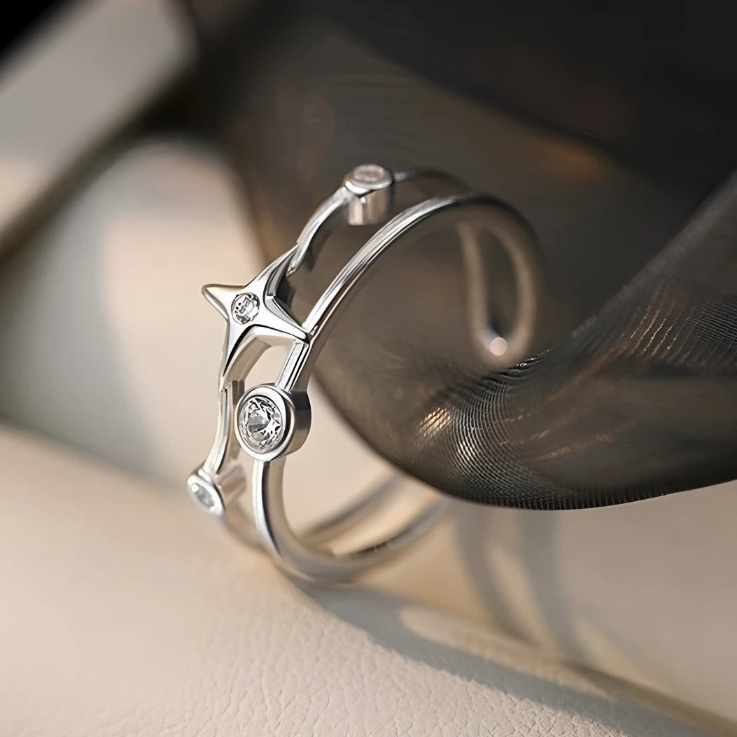 VENTFILLE 925 Sterling Silver Geometric Line Cross Wrap Open Ring For Women Gift Irregular Punk Adjustable Jewelry Dropshipping