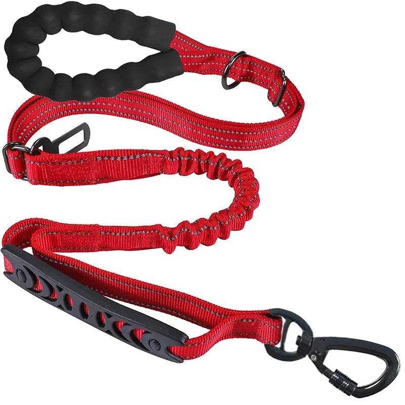 Heavy-Duty Bungee Dog Leash 4-in-1 Multifunctional Training Leash with Car Seat Belt,Dog Accessory, Dog Leash For Medium Dog
