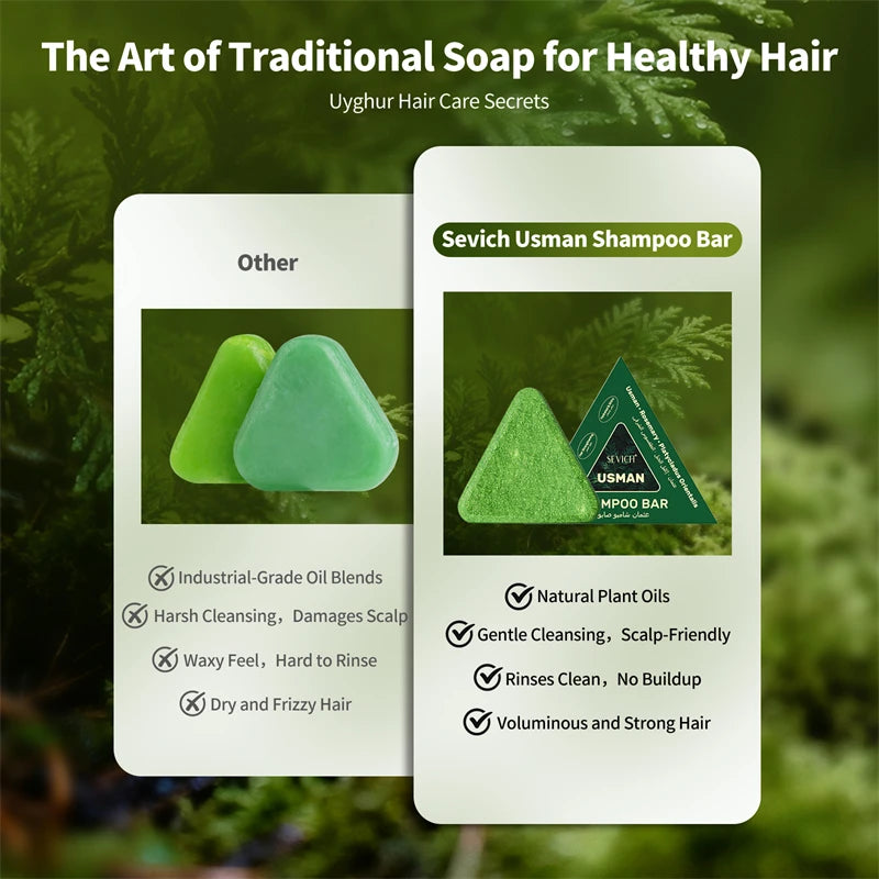 120g Usman Grass Soap Natural Herbal Hair loss treatment Strengthen Hair Roots Growth Shampoo Bar Solid Shampoo Bar Hair Care