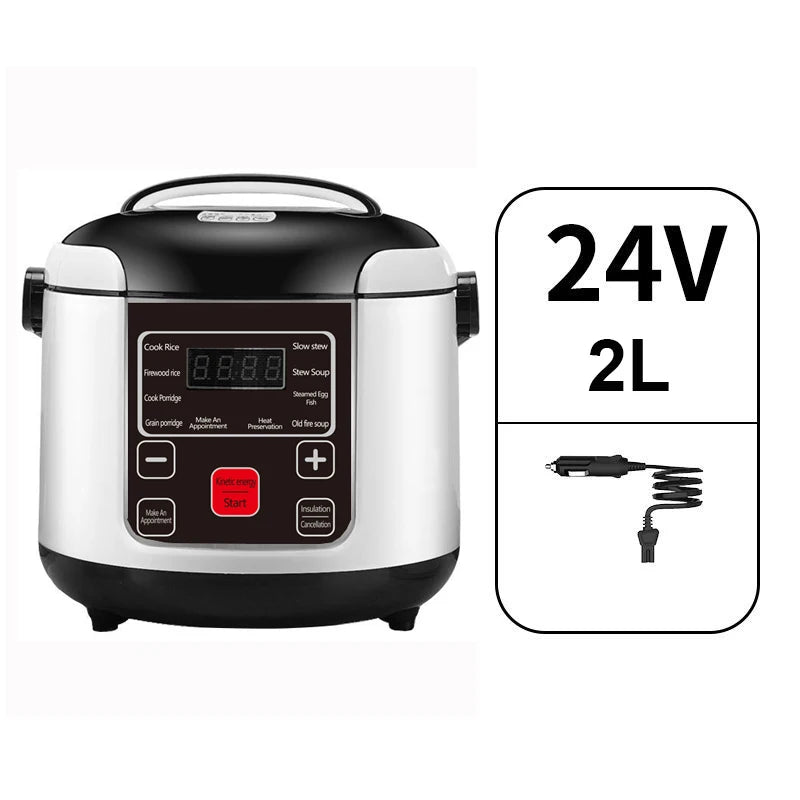 Electric Car Rice Cooker 2L Portable Truck Multi-Cooker Soup Porridge Cooking Food Steamer Electric Lunch Box 12V or 24V