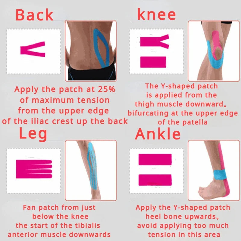 Sports Waterproof Kinesiology Tape Stickers Athletic Bandage  Protector Strapping Pain Relief Tennis Gym