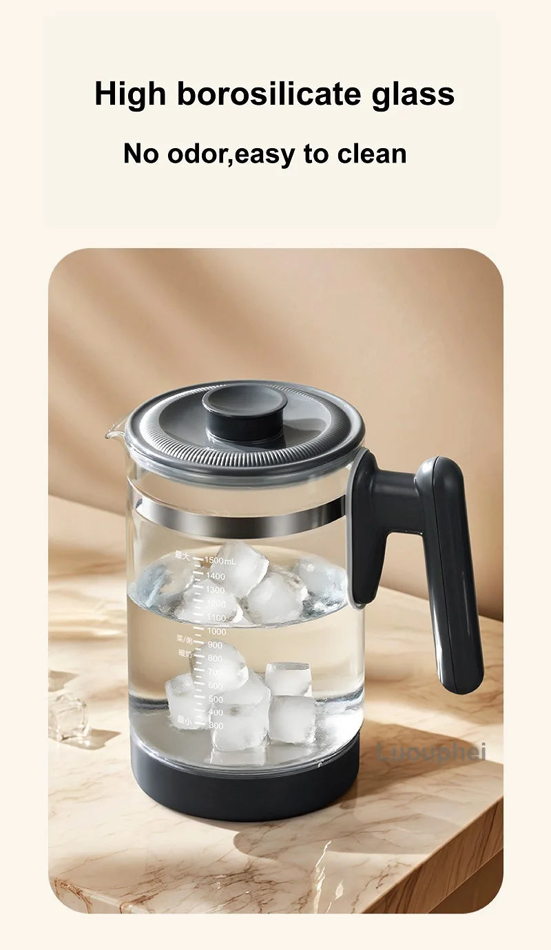1.5L Smart Electric Kettle Multifunction Steam Teapot Temperature Control Health Pot Office Glass Flower Teapot Auto Keep Warm