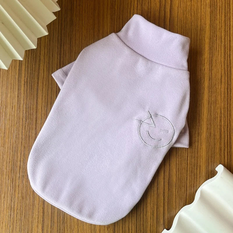 Solid Pet Fleece Dog Hoodies High Collar Dog Clothes Autumn Winter Puppy Warm Clothes Plush Dog Undershirt Chihuahua Cat Shirts