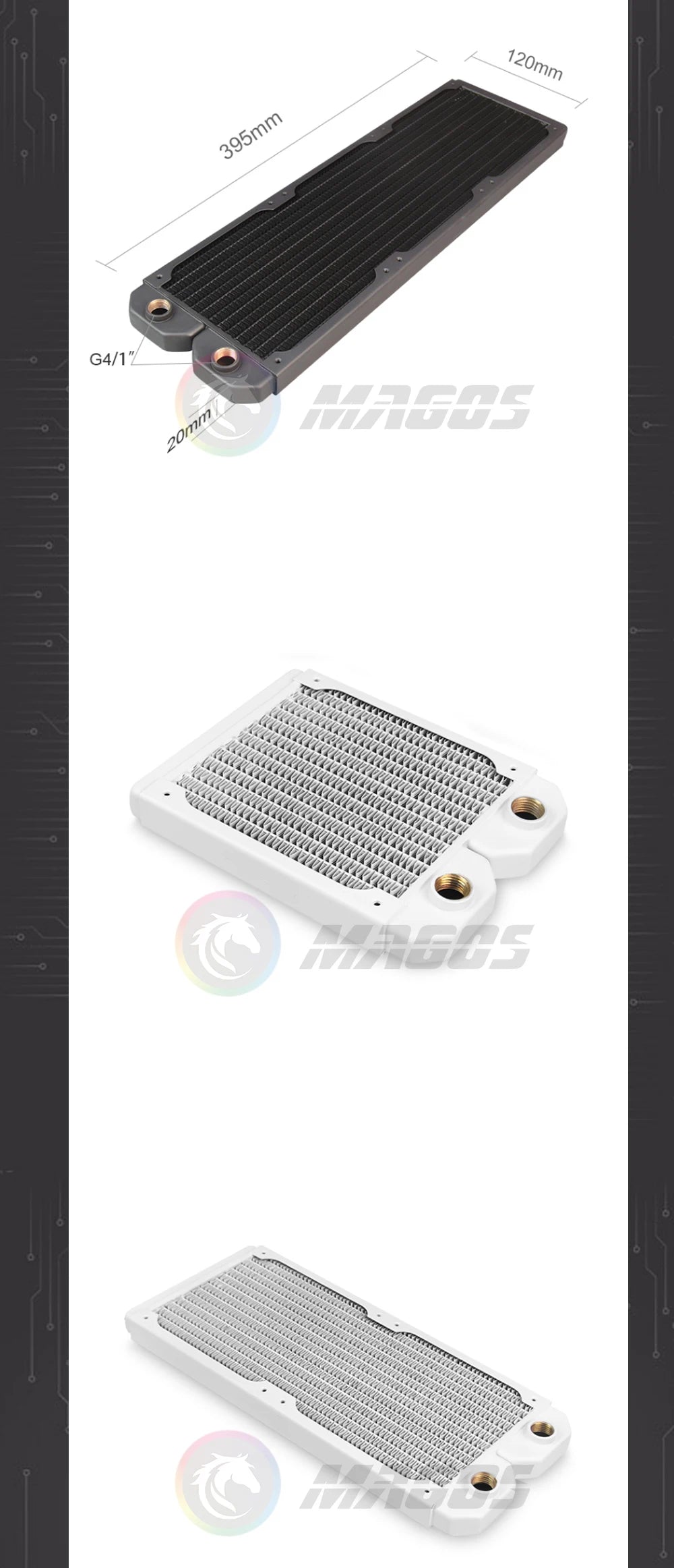 Computer Water Cooling Radiator Slim 20mm Copper 120/240/360/480mm Watercooler Heat Exchanger 12cm Fan Cooler
