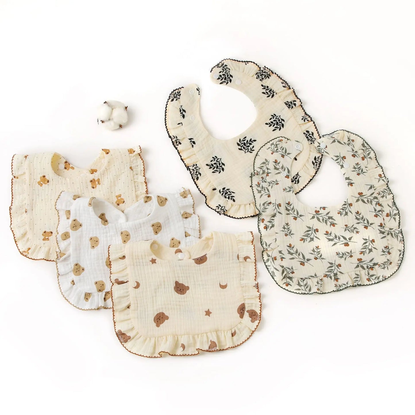 Newborn Baby Bibs Infant Burp Cloths Baby Stuff Feeding Drool Bandana Saliva Towel Toddler Ruffle Floral Bib Baby Accessories