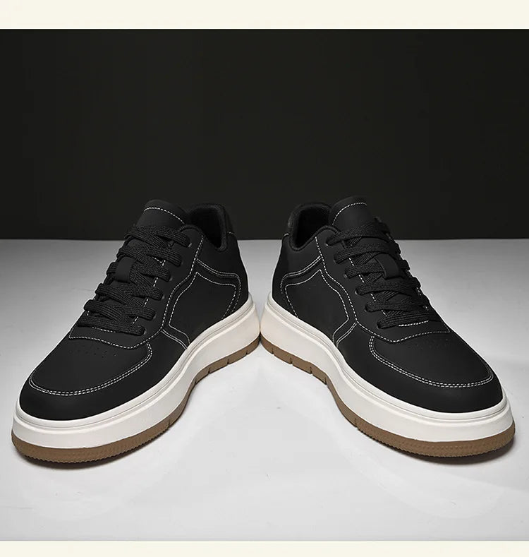 Men's Invisible Height Increasing Elevator Shoes Lace-up Sporty White Sneakers 8/10cm Taller Size Plus Invisible Elevate Shoes