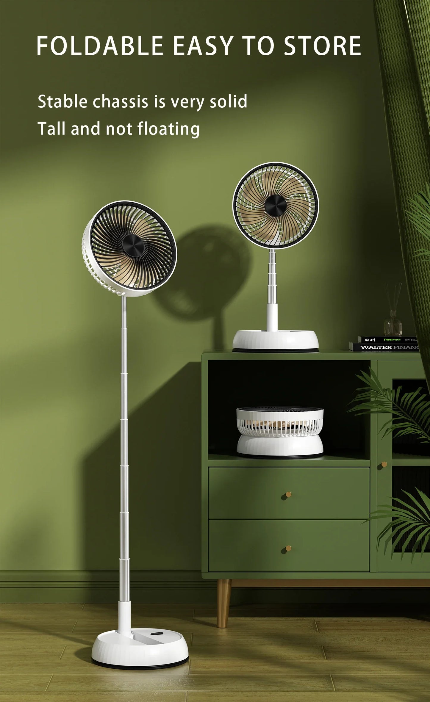 2026 Remote control retractable folding vertical fan USB outdoor camping convenient fan 180 °+90 ° shaking 8-inch desktop fan