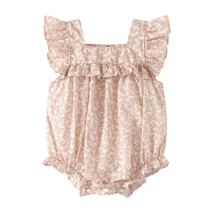 2025 New Summer Toddler Baby Girls Jumpsuit Flying Sleeve Cotton Flower Print Newborn Baby Girls Romper 0-24M Baby Clothing