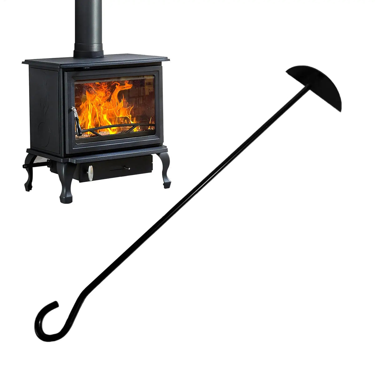 Charcoal Rake Heavy Duty Grill Cleaning Tool with Long Handle Ash Scoop for BBQ Grill Oven Stove Wood Burner Barbecue Tools