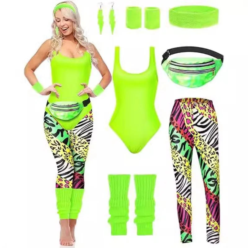 Halloween Hippie Fantasia 80s 90s Costume Women Disco Party Cosplay Disguise Adult Women Carnival  Vintage Rock Clothes Suit