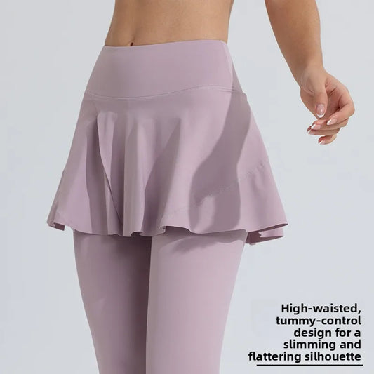 New Yoga Pants Women's High Waist Tennis Skirt Fitness Speed Drying Running Pocket Sports Skirt Tight Pants