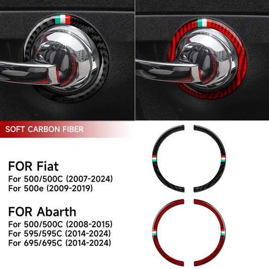 Car Inner Door Bowl Decorative Strip For Fiat Abarth 500 500C 500e 595 595C 695C Carbon Fiber Interior Sticker Car Accessories