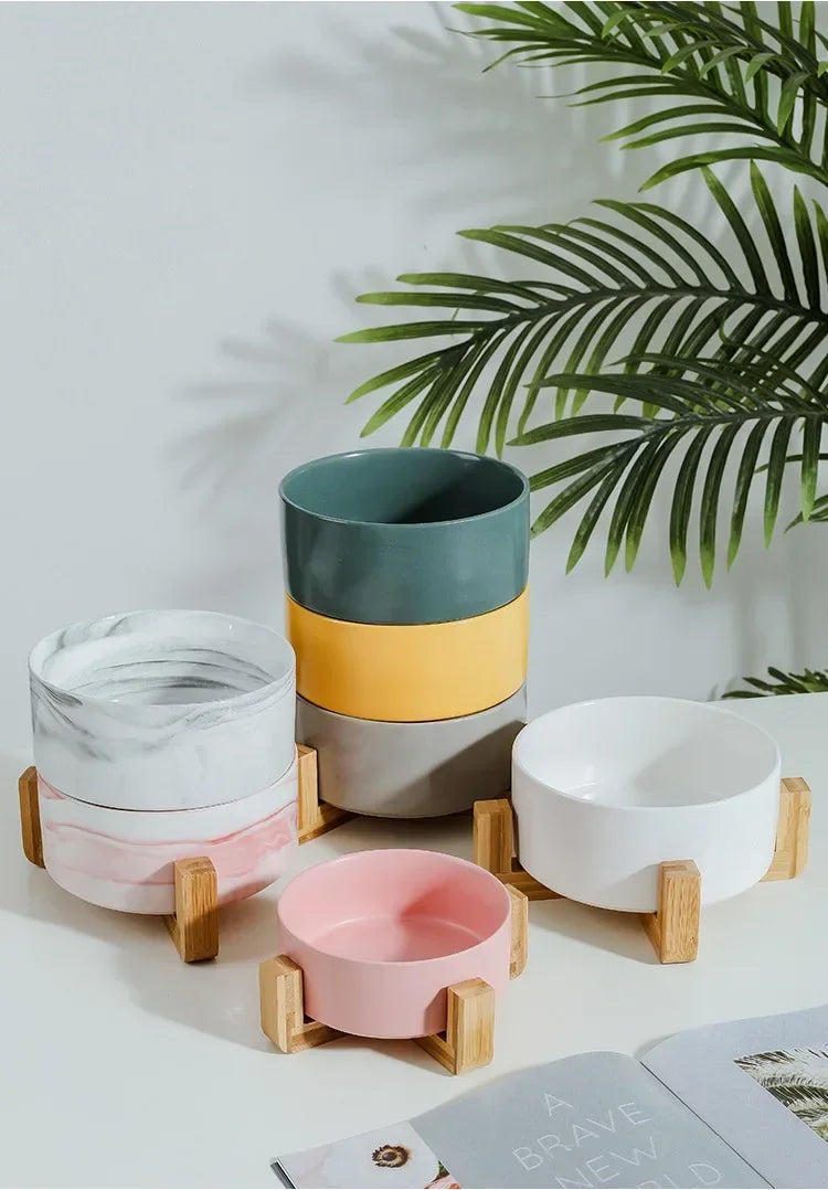 Self-Assembly Ceramic Double Cat Bowl Dog Bowl 400ML Pet Feeding Water Bowl Cat Puppy Feeder Product SuppliesFood Water Bowls
