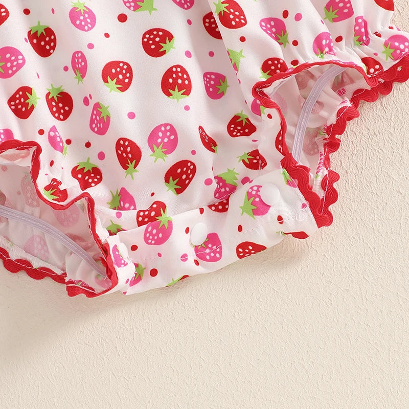 Newborn Baby Girls Watermelon Romper Fly Sleeve Ruffle Rompers Sleeveless Babydoll Collar Bodysuits Summer Clothes