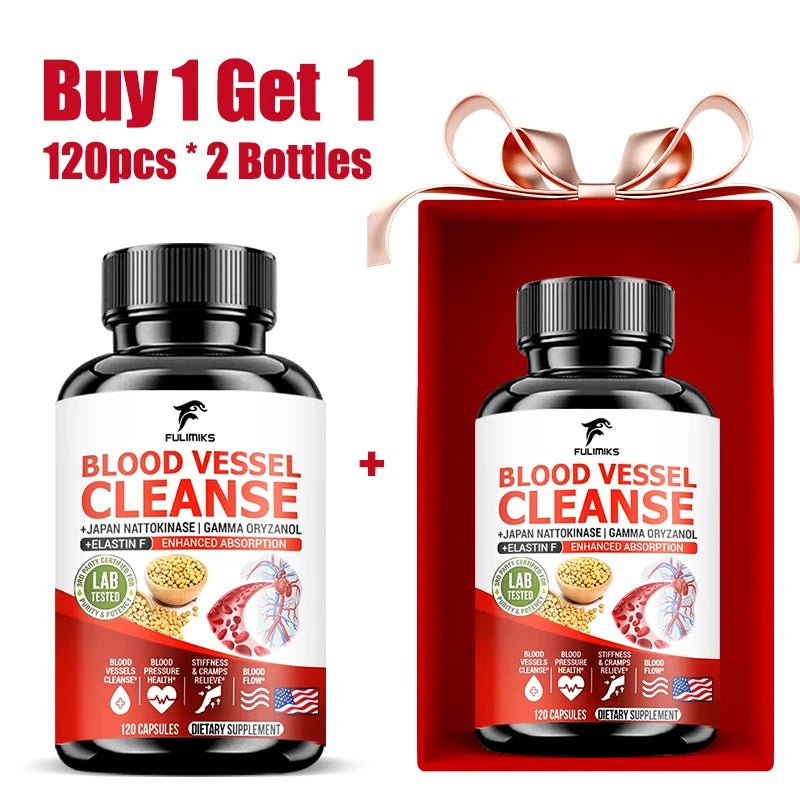 Premium Blood Vessel Cleanse Pills, with Japan Nattokinase, Gamma Oryzanol, Support Vein Health, Leg Wellness, Non-GMO