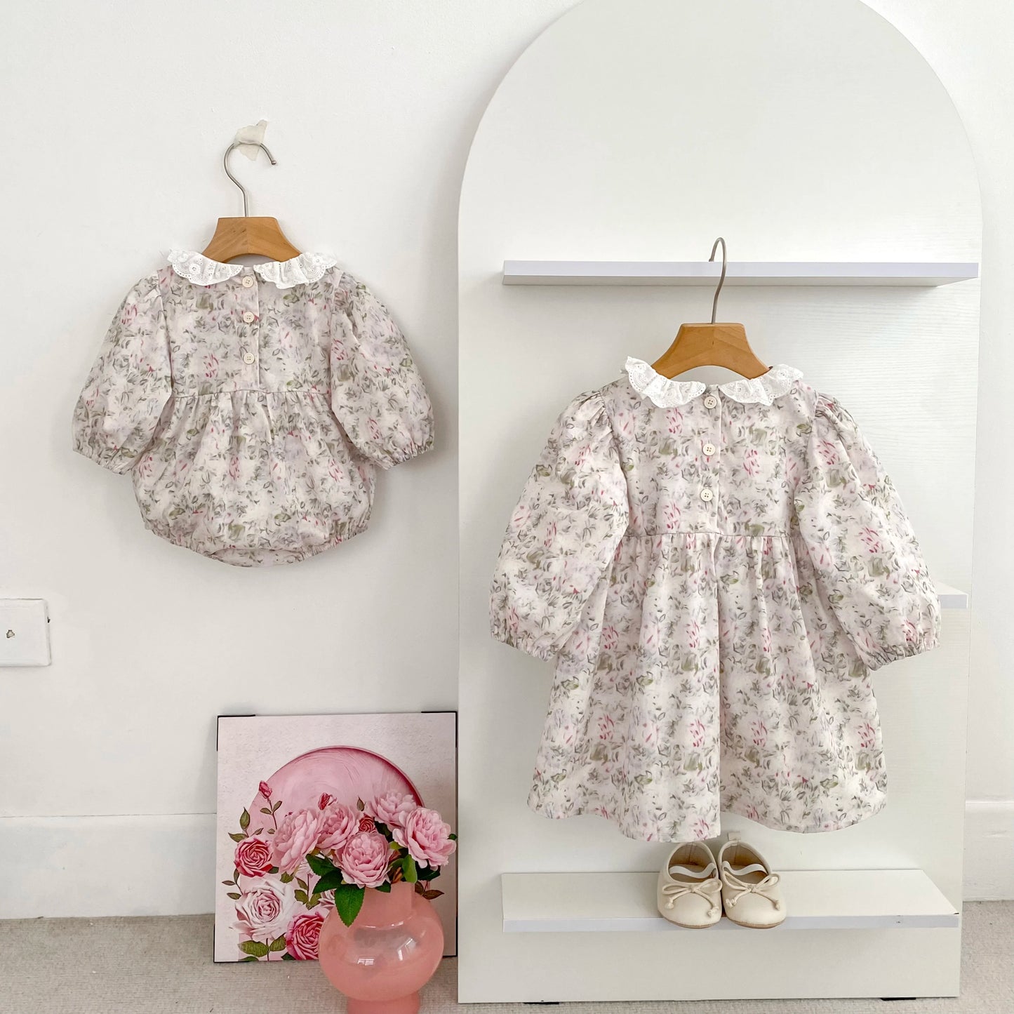 0-6Y Family Sister Matching Flower Dress Newborn Baby Girl Jumpsuit Sisters Clothes Princes Cotton Baby Dress Autumn Baby Dress