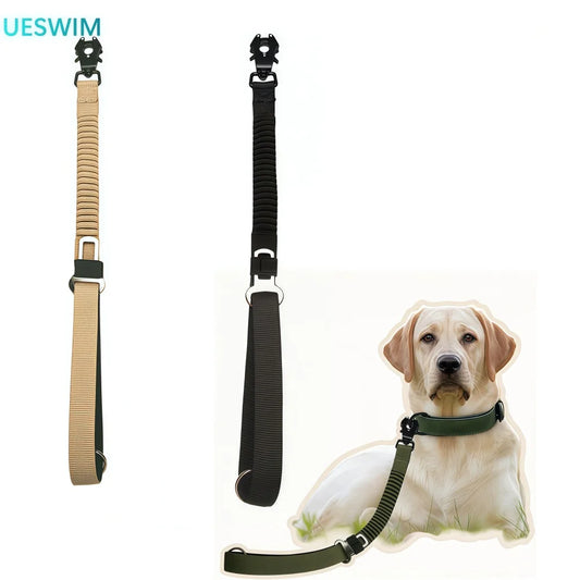 Tactical Dog Leash Heavy Duty, 20-25Inch Bungee Dog Leash, Training Walking Bungee Lead with Heavy Duty Frog Clip Car Seatbelt f