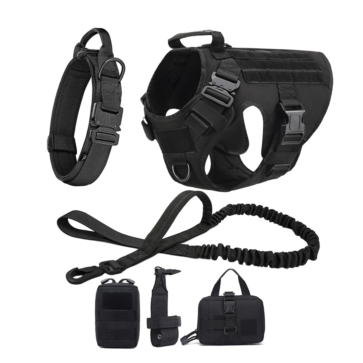 Military Dog Harness Collar Leash Molle Pouches For Medium Large Dogs Pet German Shepherd Training Walking Vest Dog Harnesses