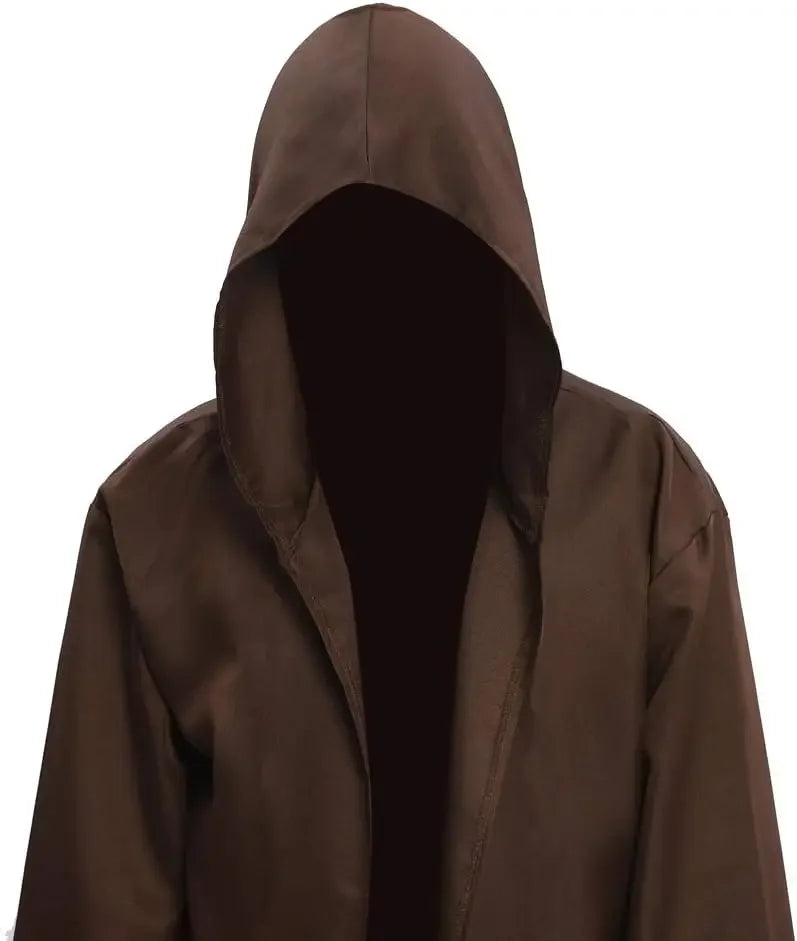 Halloween Wizard Tunic Hooded Robe Medieval Knight Cloak Cosplay Costumes Brown Cosplay Costumes